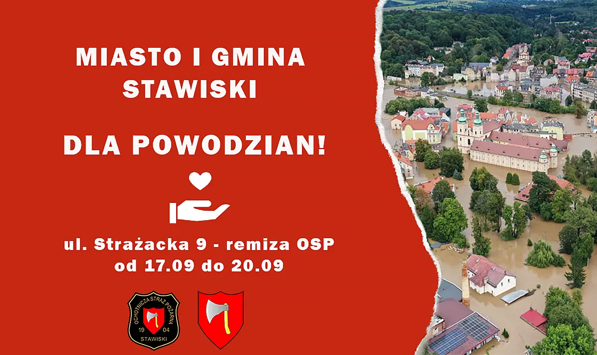 Plakat informujący o zbiórce dla powodzian